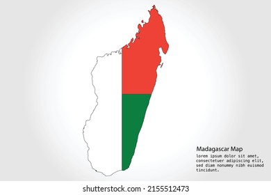 Madagascar Map stripes. Vector illustration Color on White Backgound