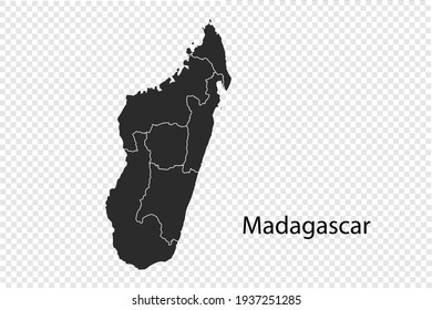 Madagascar map vector, black color. isolated on transparent background