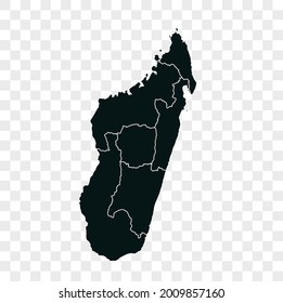 Madagascar map vector. dark color. isolated on transparent background.