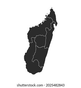 Madagascar map vector, dark color.isolated on transparent background. 