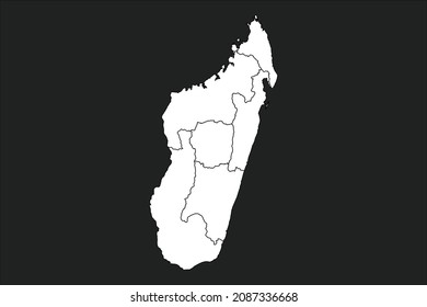 Madagascar map White Color on black Background