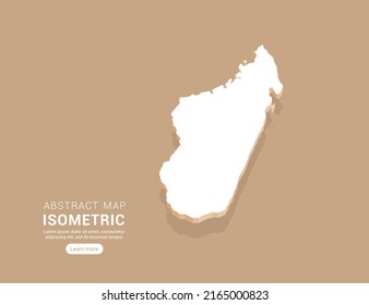Madagascar map white on brown background with isometric vector.