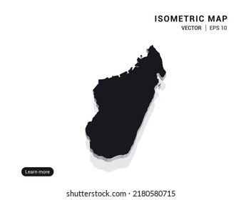 Madagascar map white on pink background with 3d isometric vector illustration