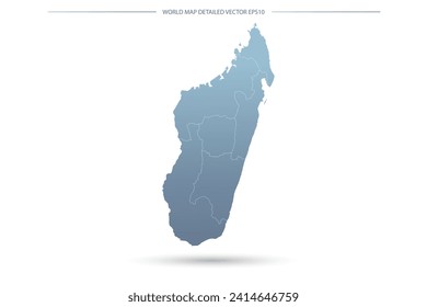 Madagascar Map - World Map International vector template with High detailed including grey and blue gradient color and white outline color isolated on white background - Vector illustration eps 10