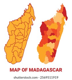 Madagascar Map Yellow regions orange political map vector