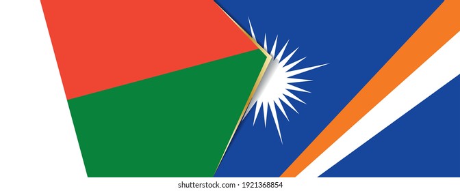 Madagascar and Marshall Islands flags, two vector flags symbol of relationship or confrontation.