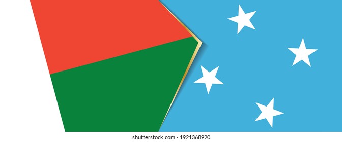 Madagascar and Micronesia flags, two vector flags symbol of relationship or confrontation.