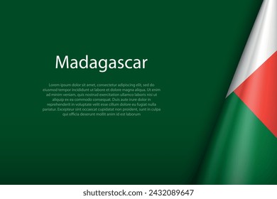 Madagascar national flag isolated on dark background with copyspace