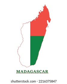 Madagascar National Flag Map Design, Illustration Of Madagascar Country Flag Inside The Map