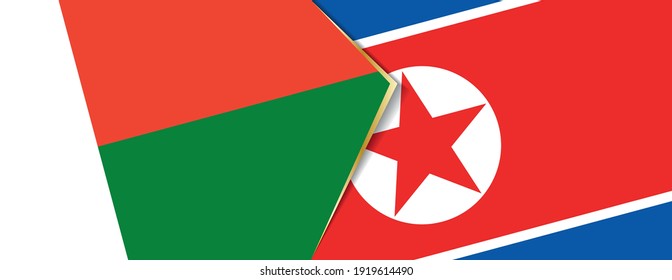 Madagascar and North Korea flags, two vector flags symbol of relationship or confrontation.