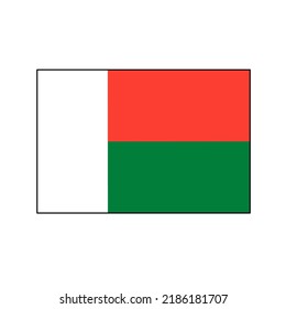 Madagascar official flag icon 400 x 300 size isolated on white background. Official flag.  State identity.