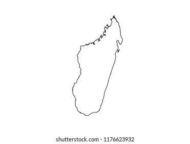 Madagascar outline map country shape state borders