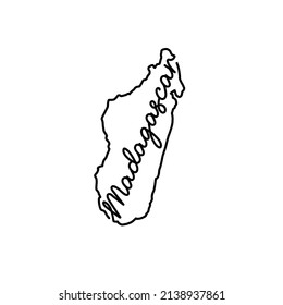 Madagascar outline map with the handwritten country name. Continuous line drawing of patriotic home sign. A love for a small homeland. T-shirt print idea. Vector illustration.