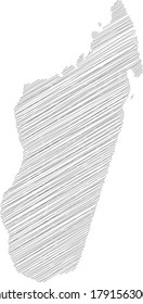 Madagascar - pencil scribble sketch silhouette map of country area with dropped shadow. Simple flat vector illustration.