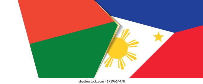 Madagascar and Philippines flags, two vector flags symbol of relationship or confrontation.