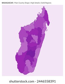 Madagascar plain country map. High Details. Solid Regions style. Shape of Madagascar. Vector illustration.