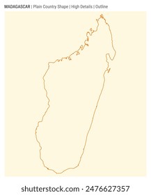 Mapa del país de la llanura de Madagascar. Detalles altos. Estilo de esquema. Forma de Madagascar. Ilustración vectorial.