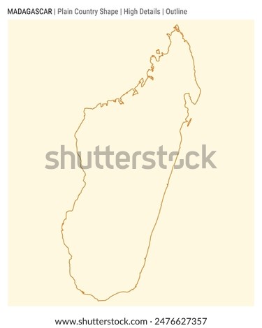 Madagascar plain country map. High Details. Outline style. Shape of Madagascar. Vector illustration.