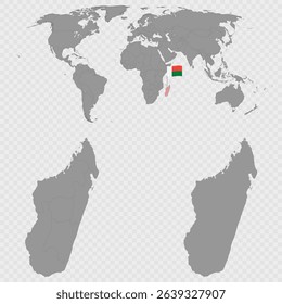 Madagascar Provinces Map Set with World Location.