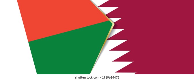 Madagascar and Qatar flags, two vector flags symbol of relationship or confrontation.