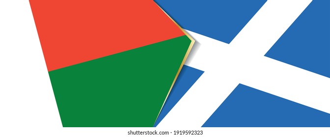 Banderas de Madagascar y Escocia, dos banderas vectoriales símbolo de relación o enfrentamiento.
