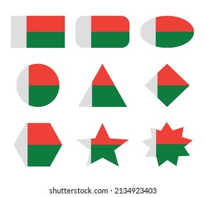 madagascar set of flags with geometric shapes