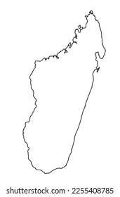 Madagascar silhouette outline map over a white background