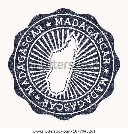 Madagascar stamp. Travel rubber stamp with the name and map of the country, vector illustration. Can be used as insignia, logotype, label, sticker or badge of Madagascar.