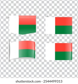 Madagascar tag national flag with shadow