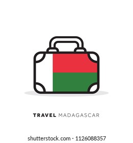 Madagascar travel concept. Suitcase vector icon with national country flag