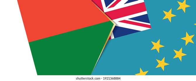 Banderas de Madagascar y Tuvalu, dos banderas vectoriales símbolo de relación o enfrentamiento.