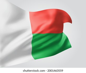 Madagascar, vector 3d flag isolated on white background