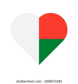 Madagascar vector flag heart on white background