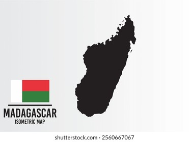 Madagascar vector map with flag next to it. Madagascar map with national flag isolated on white background. Vector illustration.