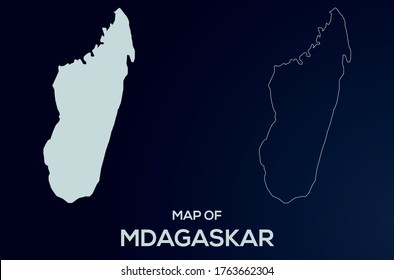 Silhouette de mapas vectoriales de Madagascar aislada. Ilustración detallada de silueta. Archivo de vector de mapa de Madagascar con edición completa.