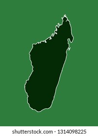 Madagascar vector map with single border line boundary using green color area on dark background illustration