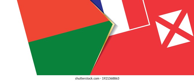 Madagascar and Wallis and Futuna flags, two vector flags symbol of relationship or confrontation.