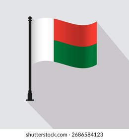 Ilustración vectorial de poste de bandera ondeando Madagascar
