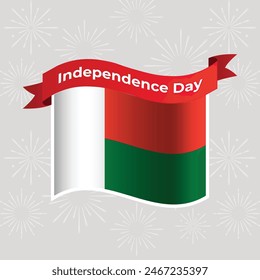 Madagascar Wavy Flag Independence Day Banner Background
