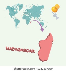 Madagascar's place in the world. 3D map