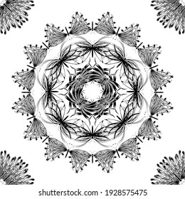 Madala design in black and white with stylized butterflies