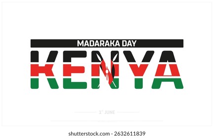 Madaraka Day Kenya sobre fundo branco, Design tipográfico de Madaraka Day Kenya, Design vetorial de Madaraka Day Kenya, Madaraka Day Kenya Design