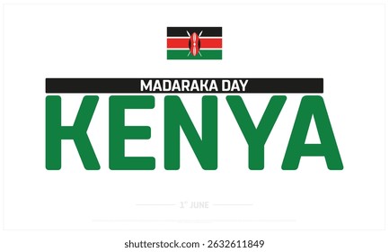 Madaraka Day Kenya sobre fundo branco, Design tipográfico de Madaraka Day Kenya, Design vetorial de Madaraka Day Kenya, Madaraka Day Kenya Design