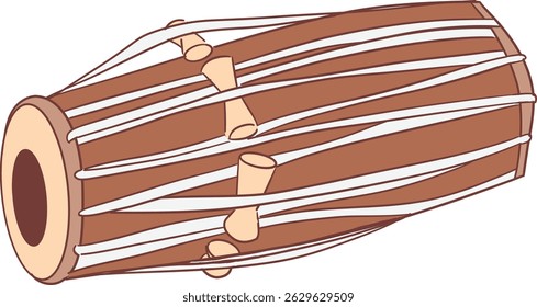 maddle ,Indian music instrument outline drawing clipart