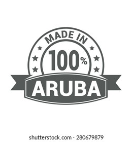 Made in 100% Aruba - Round gray rubber stamp design isolated on white background. vector illustration vintage texture. Vector illustration