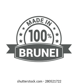 Made in 100% Brunei - Round gray rubber stamp design isolated on white background. vector illustration vintage texture.