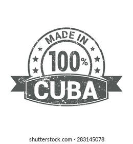 Made in 100% Cuba - Round gray grunge rubber stamp design isolated on white background. vector illustration vintage texture. Vector illustration