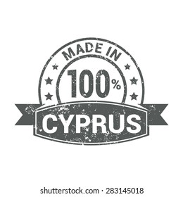 Made in 100% Cyprus - Round gray grunge rubber stamp design isolated on white background. vector illustration vintage texture. Vector illustration