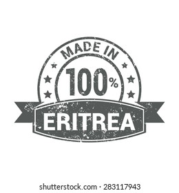 Made in 100% Eritrea - Round gray grunge rubber stamp design isolated on white background. vector illustration vintage texture. Vector illustration