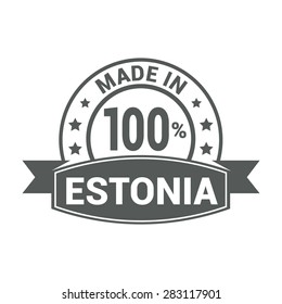 Made in 100% Estonia - Round gray rubber stamp design isolated on white background. vector illustration vintage texture. Vector illustration